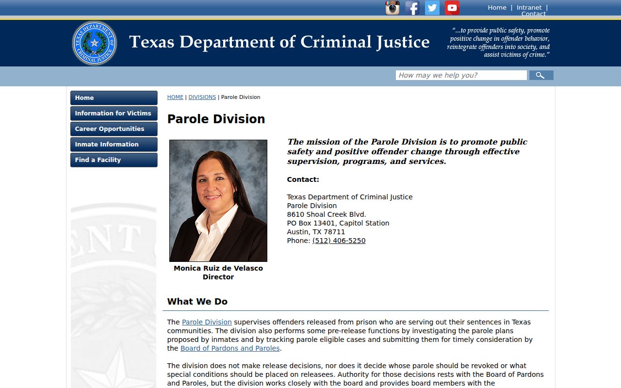 Wilbarger County arrest history Texas parole supervision page