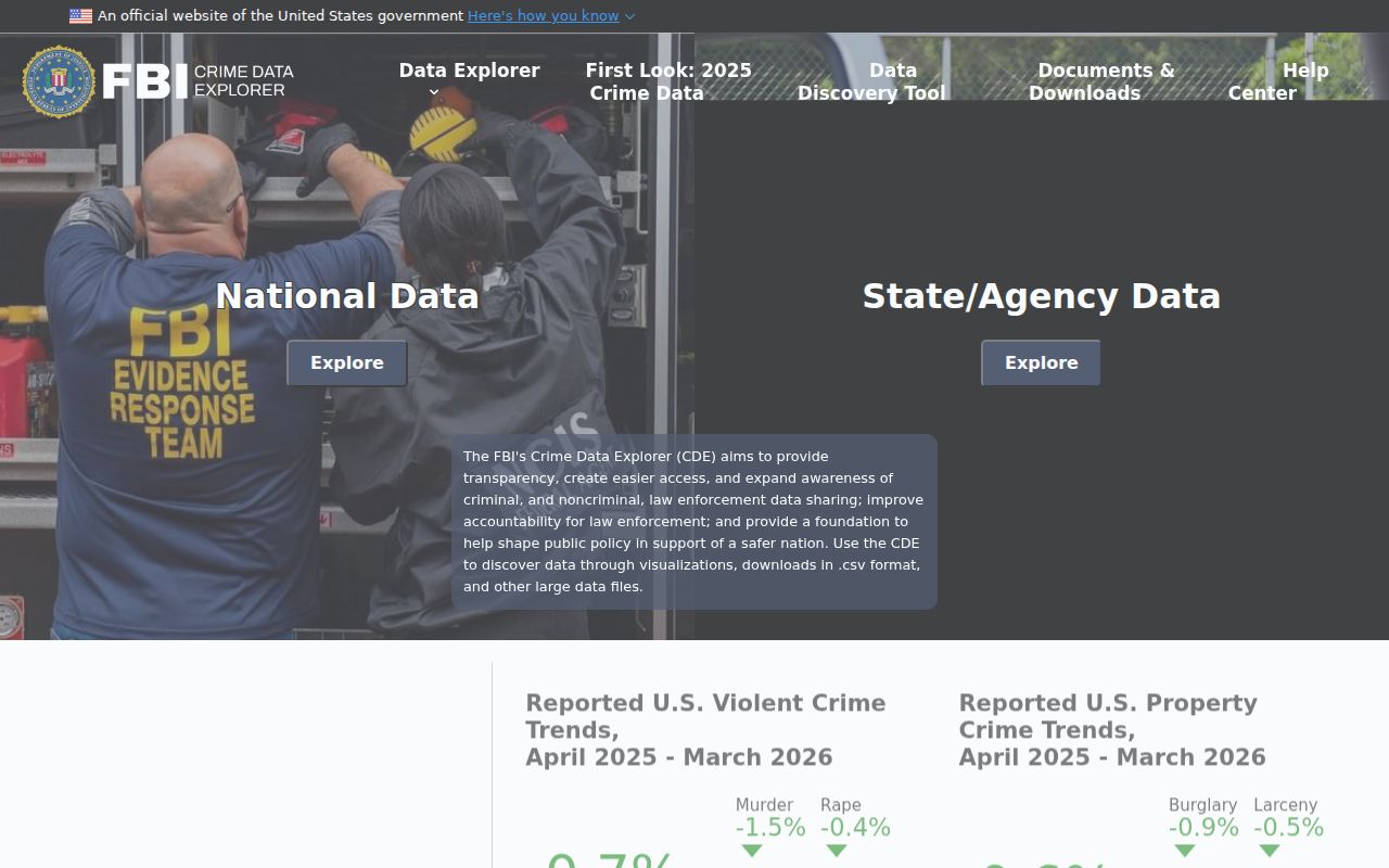 Vernon criminal history official FBI crime data search